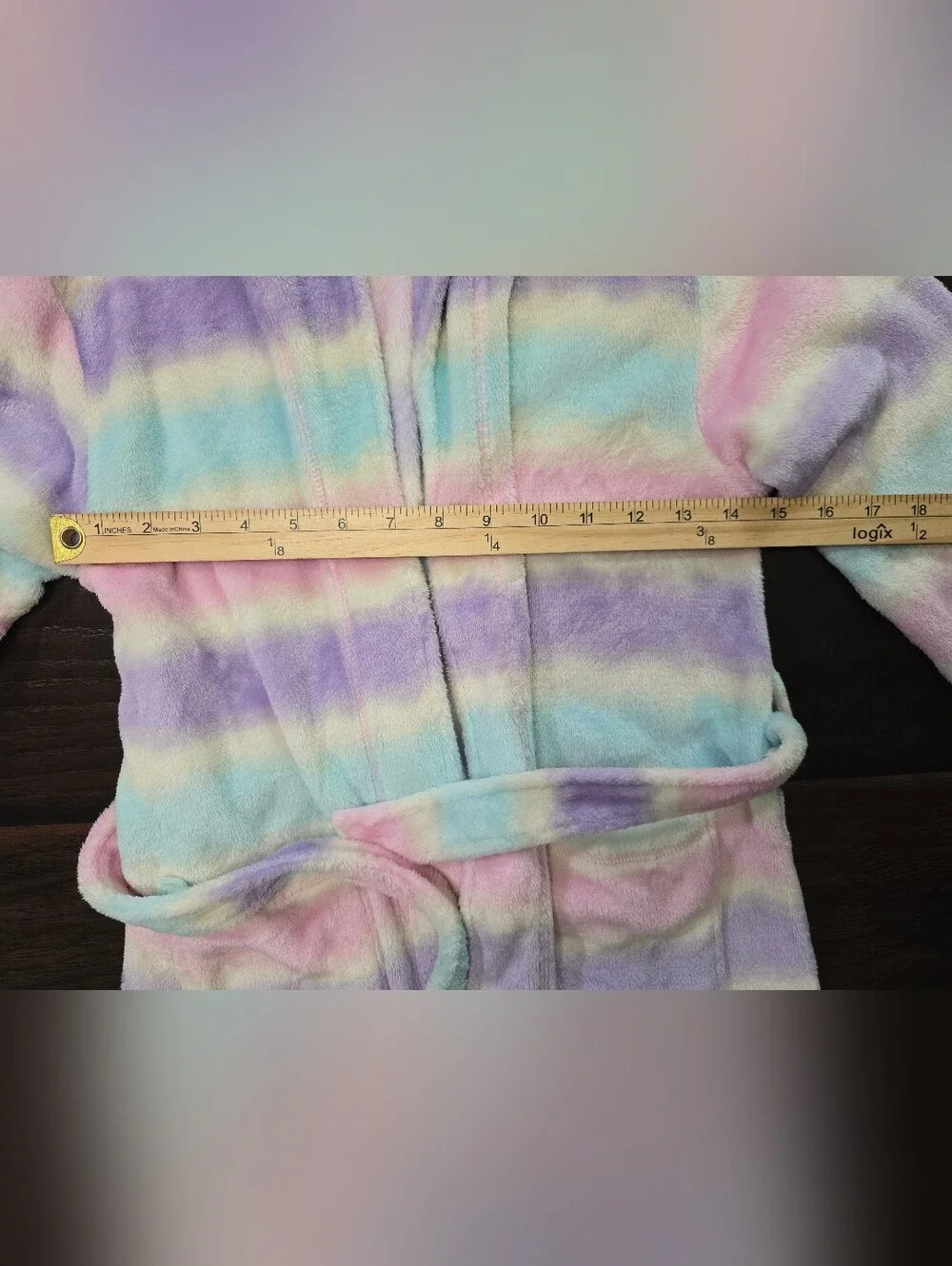 Wonder Nation Girls Striped Fleece Long Sleeve Robe Large